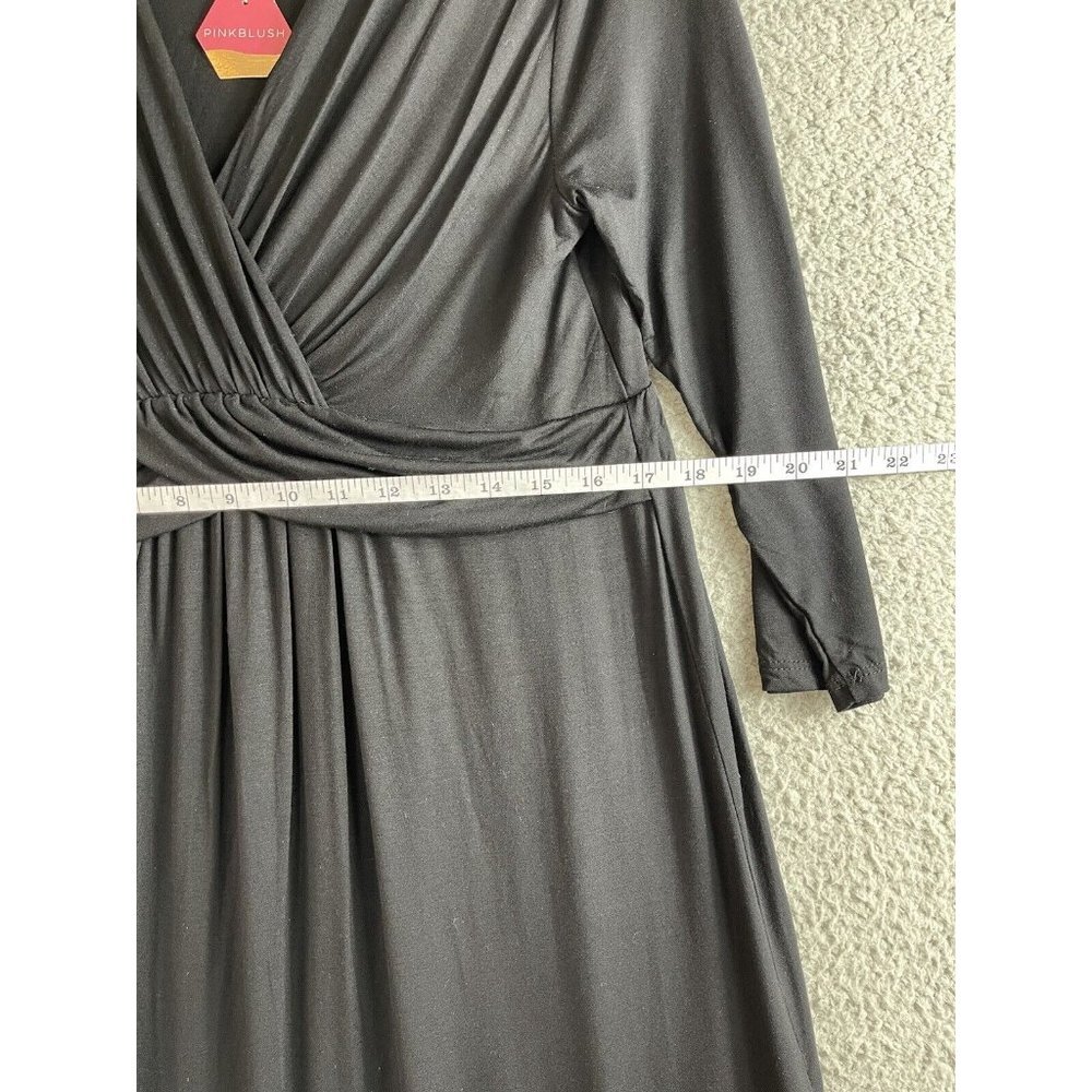 New Pink Blush Maternity Dress Womens Size Large Black Front Knot Long Sleeve - Picture 15 of 15
